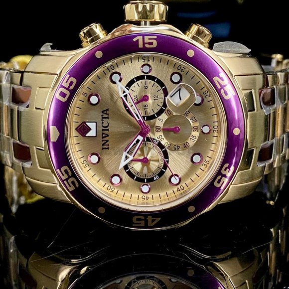 NEW Invicta Pro Diver 48MM Gold Dial Quartz Gold Bracelet Watch - Picture 1 of 10